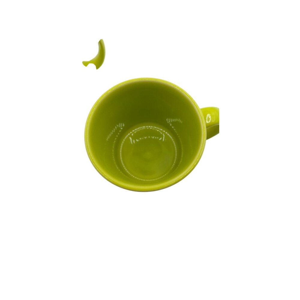 Lime Green Ceramic Mugs Set Quirky Kitchen Drinkware Duo - Picture 4 of 4
